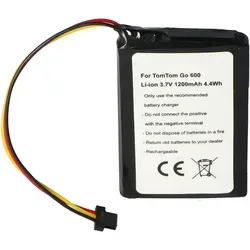 AccuCell Akku passend für TomTom Go 600, TomTom Go 610 Li-Ion, 3,7V, 1200mAh, 4,4Wh