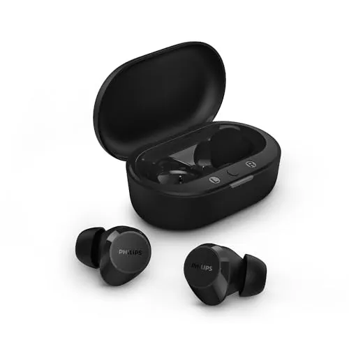 Philips TAT1209BK - True Wireless In-Ear Kopfhörer, kraftvoller Klang und bis zu 18 Stunden Akkulaufzeit, spritzwassergeschützt IPX4