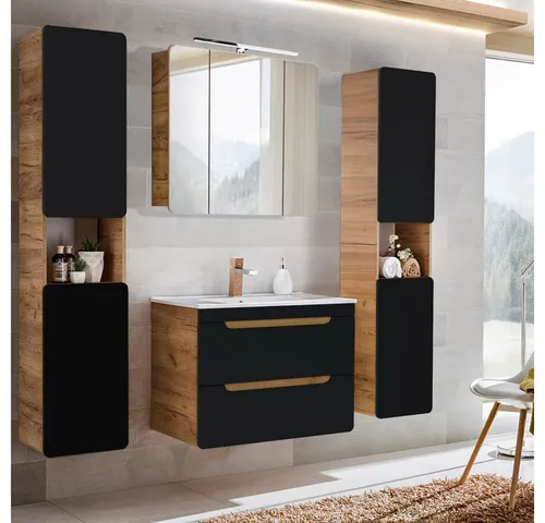 Lomadox Badezimmermöbel Set mit Keramik-Waschtisch von Lomadox