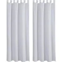 Bestlivings 2er Set Dekoschal Ellen mit Raffhaltern, 140 x 145 cm in Hellgrau-Silbergrau - Gardinen-Set 'Ellen' für elegantes Raumdesign, inkl. Raffhalter und -haken, lichtdurchlässig mit Blendschutz, maschinenwaschbar und vielseitig einsetzbar.