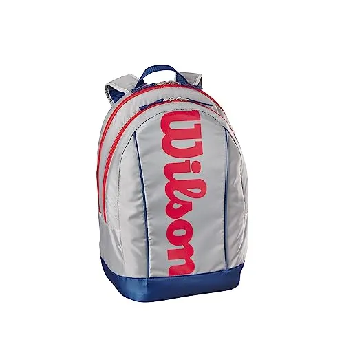 Wilson Tennis-Rucksack Junior - Bis zu 2 Tennisschläger - Stylische Tennistasche für Kinder und Jugendliche, bietet Platz für 2 Schläger und hat verstellbare, gepolsterte Schultergurte für komfortables Tragen. Ideal für die nächste Tennisstunde!