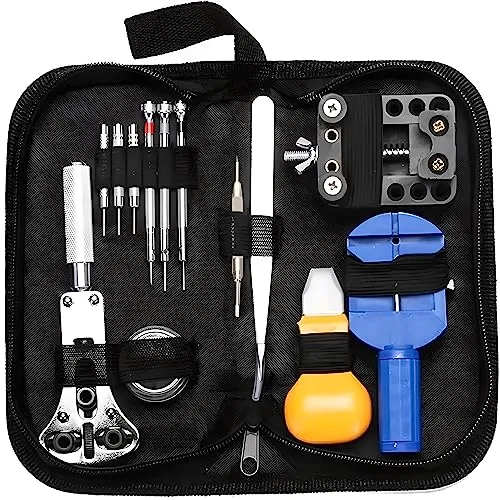 Retoo Uhrenwerkzeug Set mit Tasche - Uhrenwerkzeuge für Reparaturen, inklusive praktischer Tasche - ideal für den Batteriewechsel und das Austauschen von Armbändern, perfekt für Profis und Amateure.