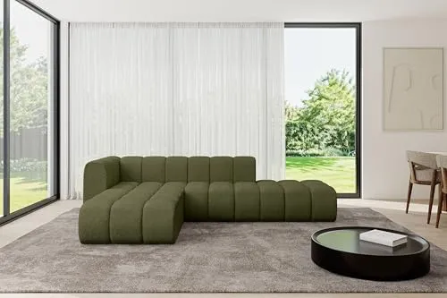 ALTDECOR Modulares Sofa Ecksofa in L-Form Corner modular Sofa Eckcouch Couch Wohnlandschaft Cauchsofa Bodensofa Polstersofa Zuvon-L1-296x177x70 cm Grün