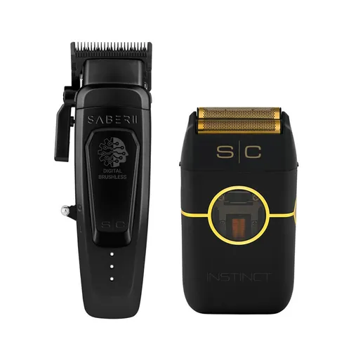 StyleCraft Profi Set Black – Clipper & Shaver für perfekte Haarschnitte - Herrenpflege leicht gemacht: Das StyleCraft Profi Set bietet eine kabellose Nutzung und einen rutschfesten Griff für präzise Ergebnisse. Ideal für Fades und Vollhaarschnitte.