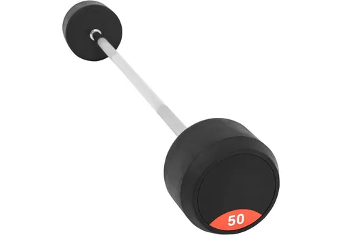 GORILLA SPORTS Langhantel Gummi, mit/ohne Ablage, Stange verchromt und gerändel, Rubber Barbells