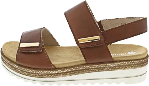 Keilsandalette REMONTE Damen Gr. 37, braun - Wanderschuhe, bequeme Riemchensandale aus Leder mit Schmuckelementen und Softfußbett für optimalen Tragekomfort.