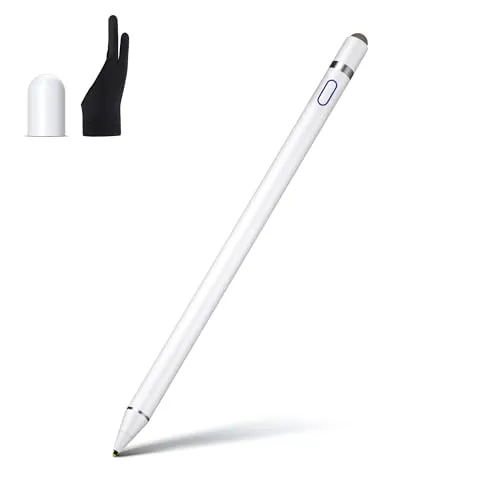 SOCLLLife Stylus Stift für Touchscreens, Hohe Empfindlichkeit Kapazitiver Pencil Active, Kompatibel mit i-Pad/i-Phone/Tablets/Sam-Sung/Lenovo/Huawei Android/iOS (mit Kappe) Weiß