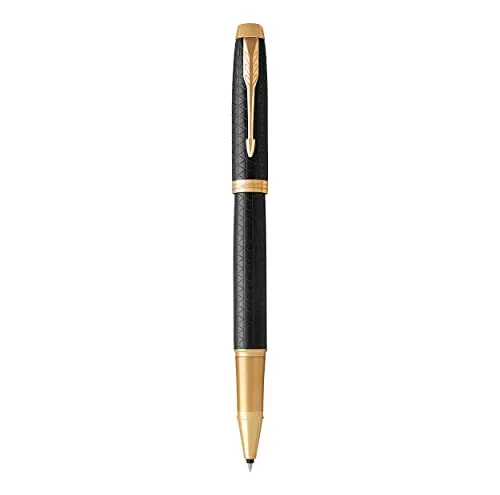 Parker Tintenroller IM Premium Black/Gold G.C. - Elegantes Schreibgerät - Utensilien zum Schreiben und Zeichnen, mit geschmeidiger Rollerball-Spitze für flüssiges Schreiben und einem stilvollen, kratzfesten Aluminiumgehäuse.