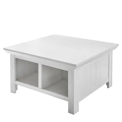 Lomadox Couchtisch WINGST-61 – Pinie weiß Nb. mit Klappe - Stylischer Couchtisch im Landhausstil mit klappbarer Platte und Stauraum. Perfekt für Ihr Wohnzimmer, robust und vielseitig kombinierbar.