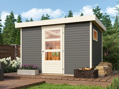 Gartenhaus Gerätehaus Bielefeld 2 19mm terragrau Flachdach