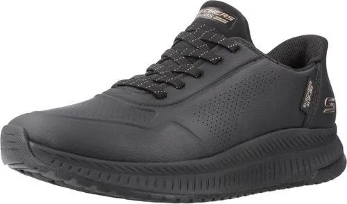 Skechers Slip-Ins Bobs Squad 4 Key Look Damen Sneaker Schwarz - Sneaker in Schwarz aus Synthetik mit bequemer Stretch-Schnürung. Genießen Sie den Komfort der Hands-Free Slip-ins Machart und das exklusive Fersenkissen für perfekten Halt. Ideal für aktive Tage!