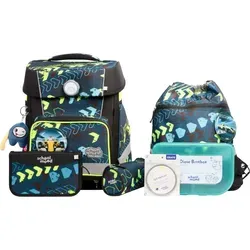 SCHOOL-MOOD Champion Maxx Pro Schulranzenset 7-teilig - Schulranzen mit ergonomischem Grow with You System für Körpergrößen von 1 m bis 1,50 m. Wasserdichter Stoff und reflektierende Flächen sorgen für Sicherheit und Komfort.