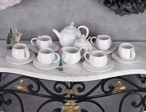 Geschirr KAFFEESERVICE 6 PERS. Porzellan KAFFEETASSEN Landhausstil Teeservice
