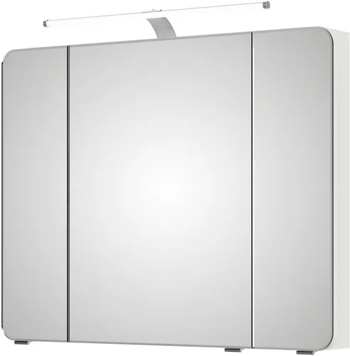 Saphir Spiegelschrank Serie 4005 Badezimmer-Spiegelschrank inkl. LED-Aufsatzleuchte Badschrank 90 cm breit, 3 Türen, 6 Glas-Einlegeböden, inkl. Türdämpfer