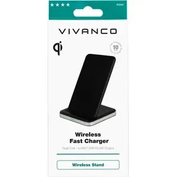 Produktbild Wireless Fast Charger, Stand Alu, QI Induktions-Ladegerät, 10W (61340) - Silber/Schwarz