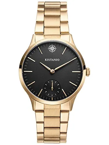 Kistanio Stratolia Damenuhr mit Metallarmband Analog Saphirglas Champagner Schwarz STR-31-036