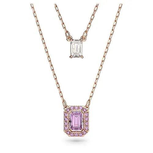 Swarovski Millenia Layered Necklace - Purple Octagon Cut - Ketten für Damen, elegantes Design mit lila Octagon-Schliff und roségoldfarbener Plattierung für einen glamourösen Look.