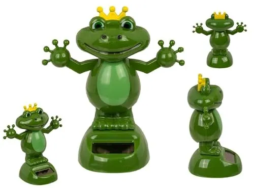 Out of the blue Solar Frosch mit Krone Wackelfigur Solarfigur, Wackelkopffigur, Froschkönig Adel