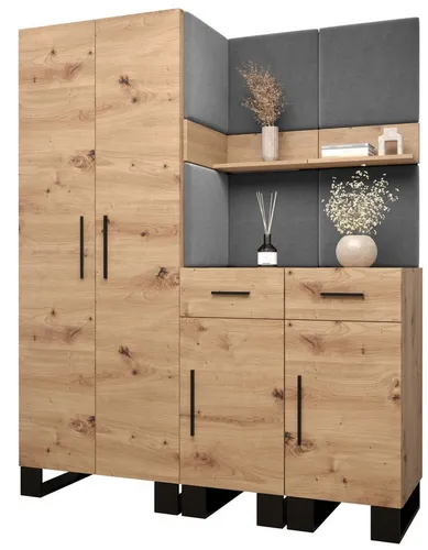 ABIKS MÖBEL Garderoben-Set ARTIN 7 mit gepolsterten Paneelen - Modernes Garderoben-Set mit stylischen Polsterpaneelen und viel Stauraum. Robuste Bauweise und individuelle Farbgestaltung machen es zum idealen Möbelstück für jeden Flur.