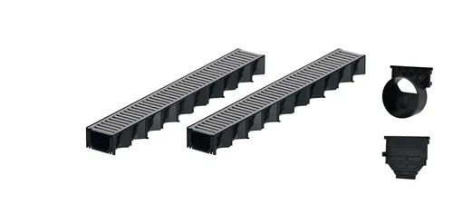  2x1m ACO Hexaline Entwässerungsrinne Stegrost Stahl verzinkt Ablauf 37.45€/1m