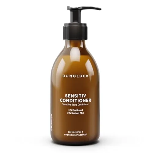 JUNGLÜCK Sensitiv Conditioner 250ml - Vegan & Silikonfrei - Haarspülung mit BIO Mandelöl & Panthenol, spendet intensiv Feuchtigkeit und verbessert die Kämmbarkeit, ideal für empfindliche Kopfhaut.