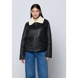 Street One Studio Damen Velours Jacke - Funktionsjacke mit Hemdkragen und softem Teddyfutter, ideal für kalte Tage und bequem durch aufgesetzte Taschen.