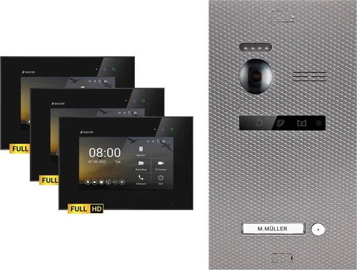 BALTER EVO HD Karbon-Silber Video Türsprechanlage Set mit 3x7