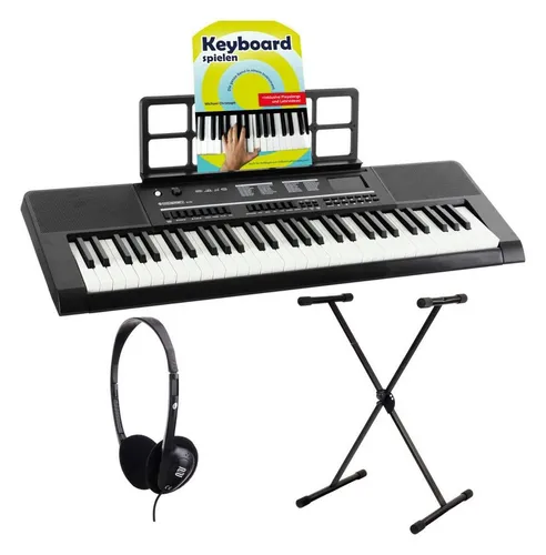 McGrey 6170 Akku-Keyboard Schwarz Set - 61 Tasten-Keyboard mit integriertem Akku, ideal für kreative Sessions. Inklusive Mikrofon und Lernfunktion, perfekt für Anfänger und Fortgeschrittene.