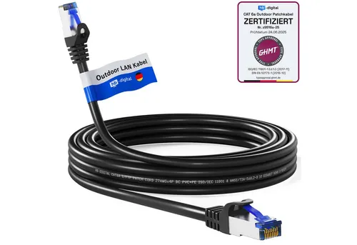 HB-DIGITAL Patchkabel CAT6a Outdoor S/FTP PVC + PE Netzwerkkabel, RJ45, (1000 cm), speziell für die Außeninstallation konzipiert