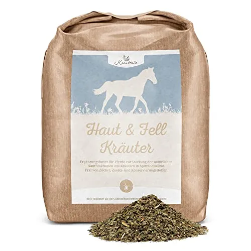 Krauterie Haut & Fell Kräuter für Pferde in Spitzenqualität (3000 g), frei von jeglichen Zusätzen, Pferdekräuter zur Stärkung der körpereigenen Hautfunktionen
