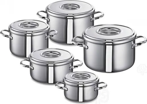 Schulte Ufer Set131 Mega-Set Romana i 5-teilig - Hochwertiges Kochtopf-Set aus Edelstahl, geeignet für alle Herdarten inklusive Induktion. Spülmaschinenfest und ofenfest bis 230°C – ideal für jede moderne Küche.