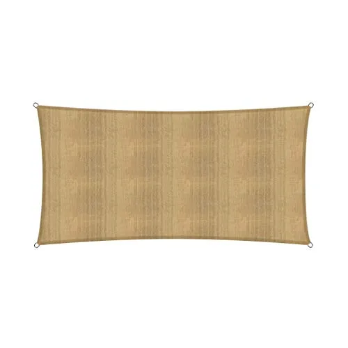 Lumaland Sonnensegel Rechteckig 2 x 4 Meter | Wetterbeständiger Sonnenschutz inkl. Befestigungsseile | Terrasse, Garten & Balkon Schattenspender aus HDPE Segelstoff mit UV Schutz [Sand]