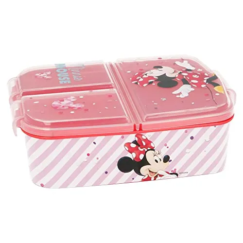 Minnie Mouse (Disney) 3 Fächer Kinder Sandwich Box - Snack Box - Dekorierte Lunch Box ,1 Stück (1er Pack), Minnie Maus – Disney