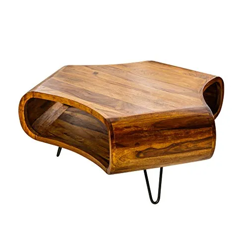 invicta INTERIOR Massiver Couchtisch aus Sheesham Holz - Beistelltisch fürs Wohnzimmer, aus robustem Sheesham mit eindrucksvoller Maserung und praktischem Stauraum durch ein offenes Fach.