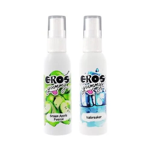 Eros Yummy - Geschmacksspray für aufregende Momente - Green Apple Fusion & Icebreaker - 2 x 50 ml - Erleben Sie fruchtige Süße und kühle Frische mit diesem Geschmacksspray. Ideal für genussvolle Momente zu zweit, hautfreundlich und einfach zu dosieren. Doppelpack für abwechslungsreiche Freude.