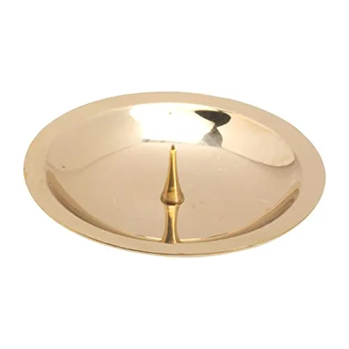 NKlaus Kerzenteller Ø 8cm Messing Kerzenständer Taufkerze Kerzenhalter mit Dorn Kerzenuntersetzer Stumpenkerzen Kommunion Taufe Gold Glanz 10564
