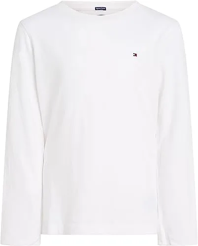 Tommy Hilfiger Jungen Langarmshirt Basic, Weiß (Bright White), 12 Jahre