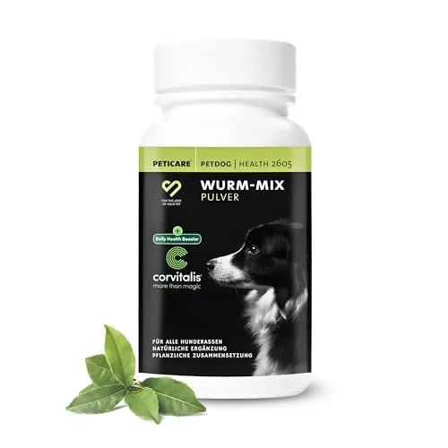 Wurm-Mix Pulver für Hunde – sekundierend zur Wurmkur – unterstützt ein wurmfeindliches Darmmilieu – mit CORVITALIS® Funktionskomplex – pflanzlich geprägtes Ergänzungsfuttermittel, kein Anthelminthikum