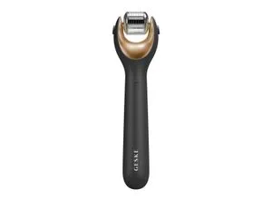 GESKE SmartAppGuided™ MicroNeedle Face Roller 9 in 1 - Toninggerät für das Gesicht mit Rosenquarz, fördert Lifting und Anti-Aging-Effekte sowie die tiefere Aufnahme von Hautpflegeprodukten.