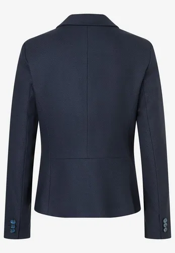 MORE&MORE Strukturierter Kurzblazer in Blau, Größe 46 - Eleganter, taillierter Blazer für den Business-Look. Aus hochwertigem Material mit Reverskragen und V-Ausschnitt. Ideal für professionelle Anlässe.
