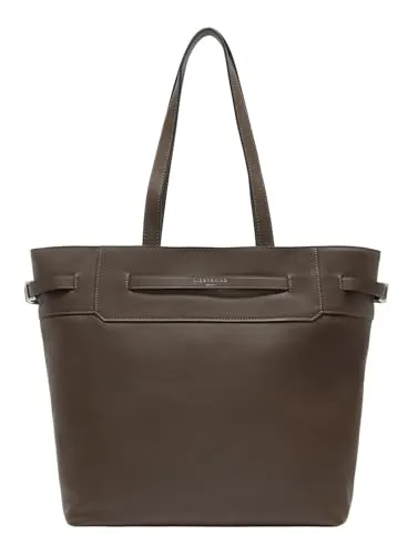 Liebeskind Berlin LORA CALF OPTIC Tote L, light truffel L - Damen-Henkeltaschen, aus hochwertigem vollnarbigem Nappaleder, elegant und geräumig für Laptop und mehr, perfekt für den Alltag.