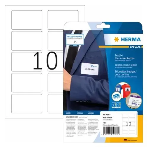 HERMA Namens-Etiketten SPECIAL, 80 x 50 mm, weiß, trennbar