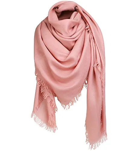 Superora Damen Halstuch Schultertuch Schal Scarf Stola Quadratischer Deckenschal mit Fransen 140 * 140cm