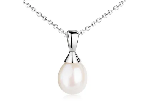 Materia Perlenanhänger Damen Silber mit echter Süßwasserperle - Kettenanhänger aus 925 Sterling Silber, rhodiniert für Anlaufgeschützt, ideal für eleganten Schmuck. Made in Germany, wahlweise mit Kette erhältlich.