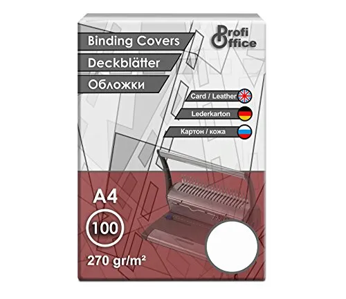 ProfiOffice® Deckblätter, DIN A4, Lederoptik, weiß, A4 270g/m², 100 Stück (29001)