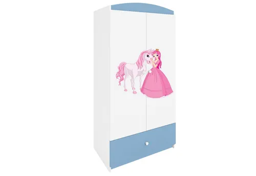 Raumhirsch Furniture Kinderkleiderschrank Prinzessin I, Blau, Holzwerkstoff, 90x175x52 cm - Vielseitiger Kinderkleiderschrank mit Prinzessin I Motiv. Soft-Close Schublade und 5 verstellbare Regalböden bieten flexiblen Stauraum. Sicherheitszertifiziert und einfach zu montieren – ideal für jedes Kinderzimmer!