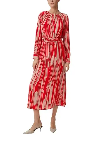 Comma Maxikleid aus Viskose mit Gürtel in rot von comma,