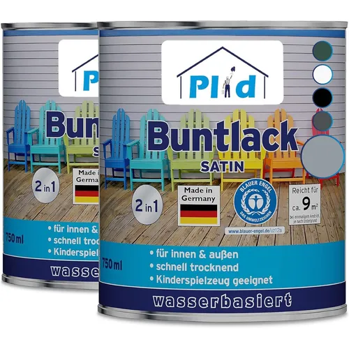 Buntlack 1,5L - Silbergrau für Türen und Möbel - Lacke - Schnelltrocknender Acryllack in Seidenmatt für Holz und Metall, ideal für eine gleichmäßige und langlebige Oberfläche.
