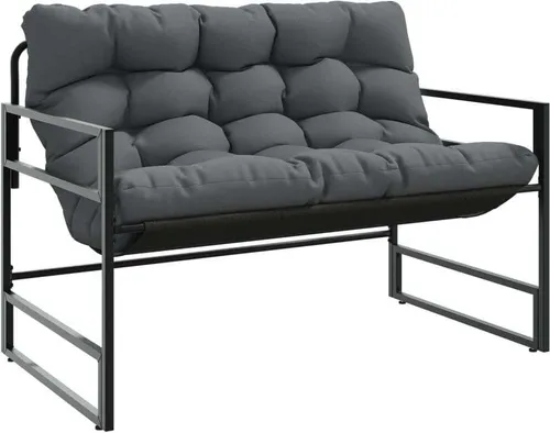 vidaXL Gartenbank mit Kissen Anthrazit 113 cm - Terrassen Sitzmöbel mit strapazierfähigem Textilene, schimmelresistent und UV-beständig für höchsten Komfort im Außenbereich.