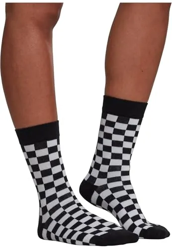 Urban Classics Herren Checker 2-pack Socken, Mehrfarbig (Black/White 00826), 39-42 EU